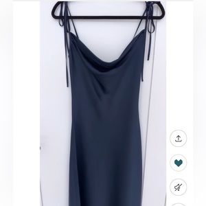 Wayf Navy Blue Cowl Neck Slip Dress
